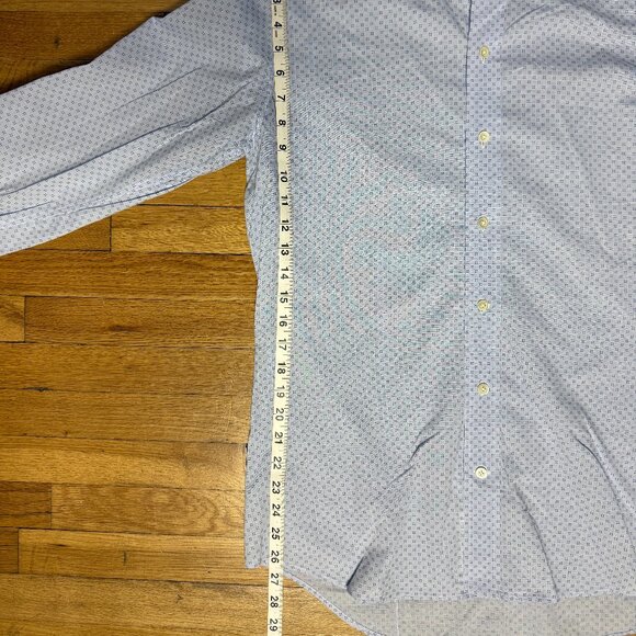 Ledbury Mens Light Blue Patterned Long Sleeve Button Down Size 15.5 - Picture 5 of 8